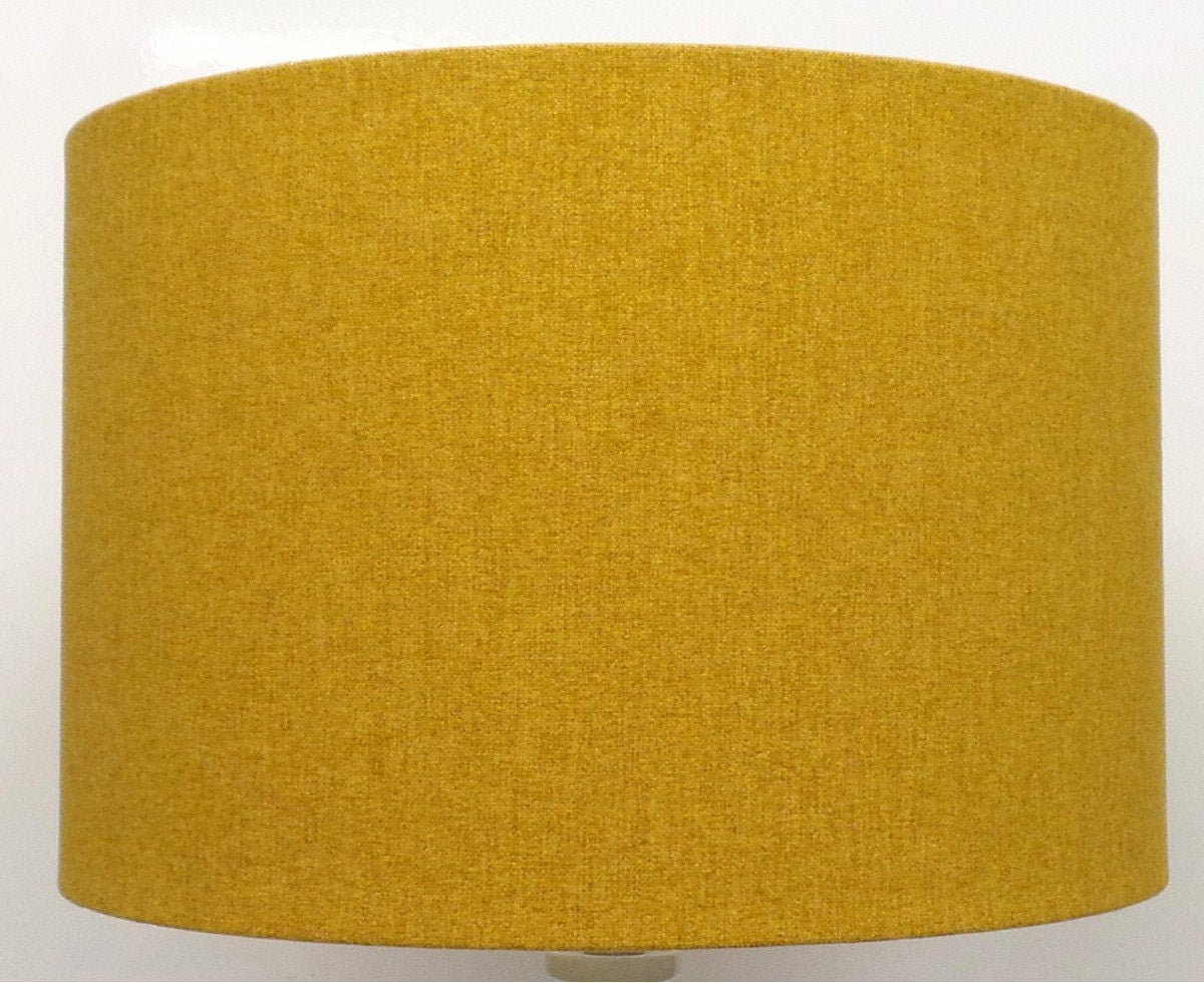 SHETLAND MUSTARD Yellow Brushed Linen Style Cylinder/ Drum Lampshades/ Pendant Shade/ Table