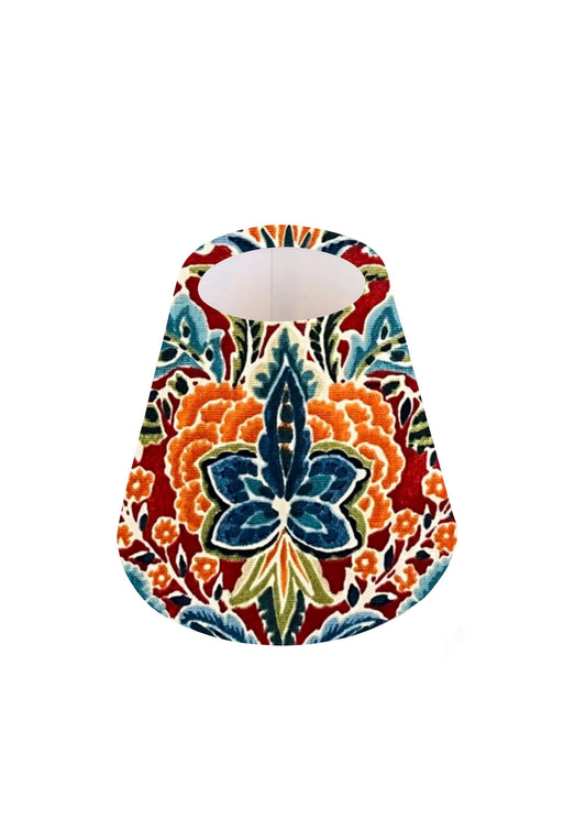 Handmade Rhapsody Ruby CANDLE SHADE Small lamp shade, Vibrant Floral Geometric Home Decor Gift