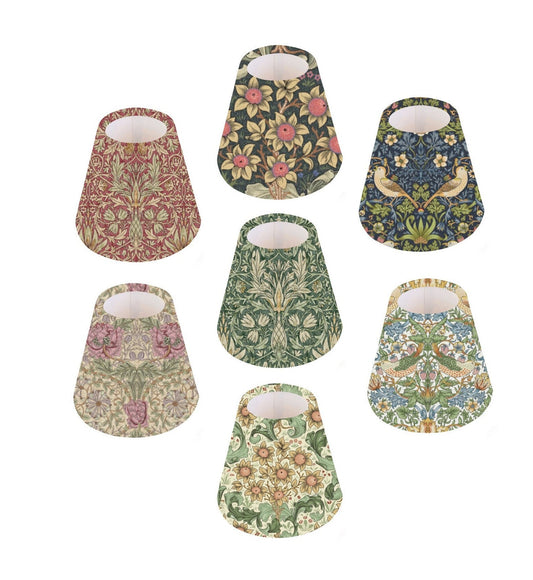 Handmade William Morris CANDLE SHADE || Small lamp shade, Colourful Home Decor Gift, Small Light Shade, Made in Uk, Snakeshead Wine, Forest