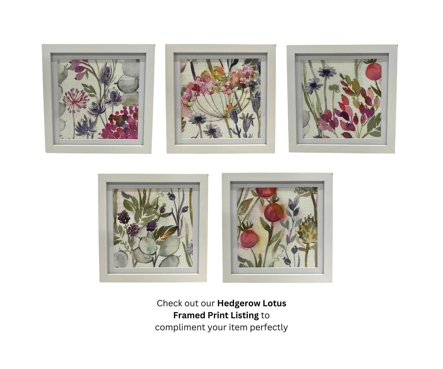 Handmade Hedgerow Lotus Cream Waste Paper Bin, Colourful Floral Bin, Purple, Pink Made in UK