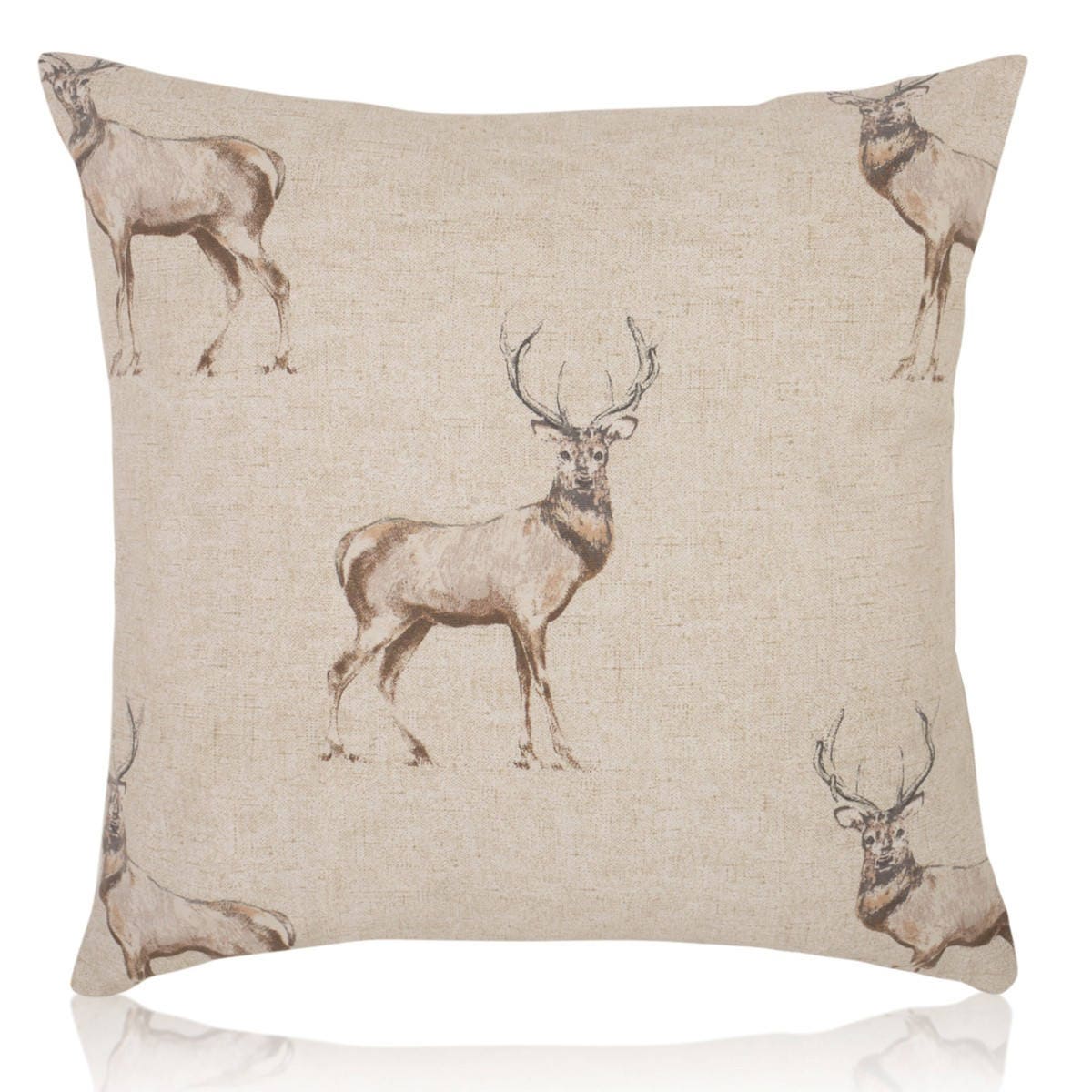 Fryetts Glencoe Stag Cushions with Fillers Various Sizes, 36cm,40cm,43cm,40cm, 60cm Animal Nature Woodland Theme Home Decor Gift, Made in UK
