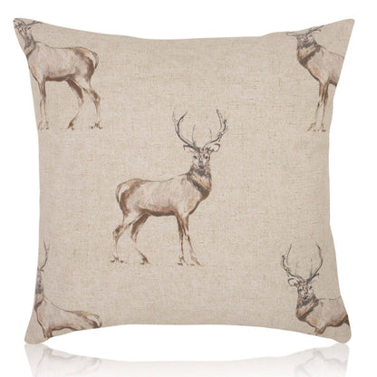 Fryetts Glencoe Stag Cushions with Fillers Various Sizes, 36cm,40cm,43cm,40cm, 60cm Animal Nature Woodland Theme Home Decor Gift, Made in UK