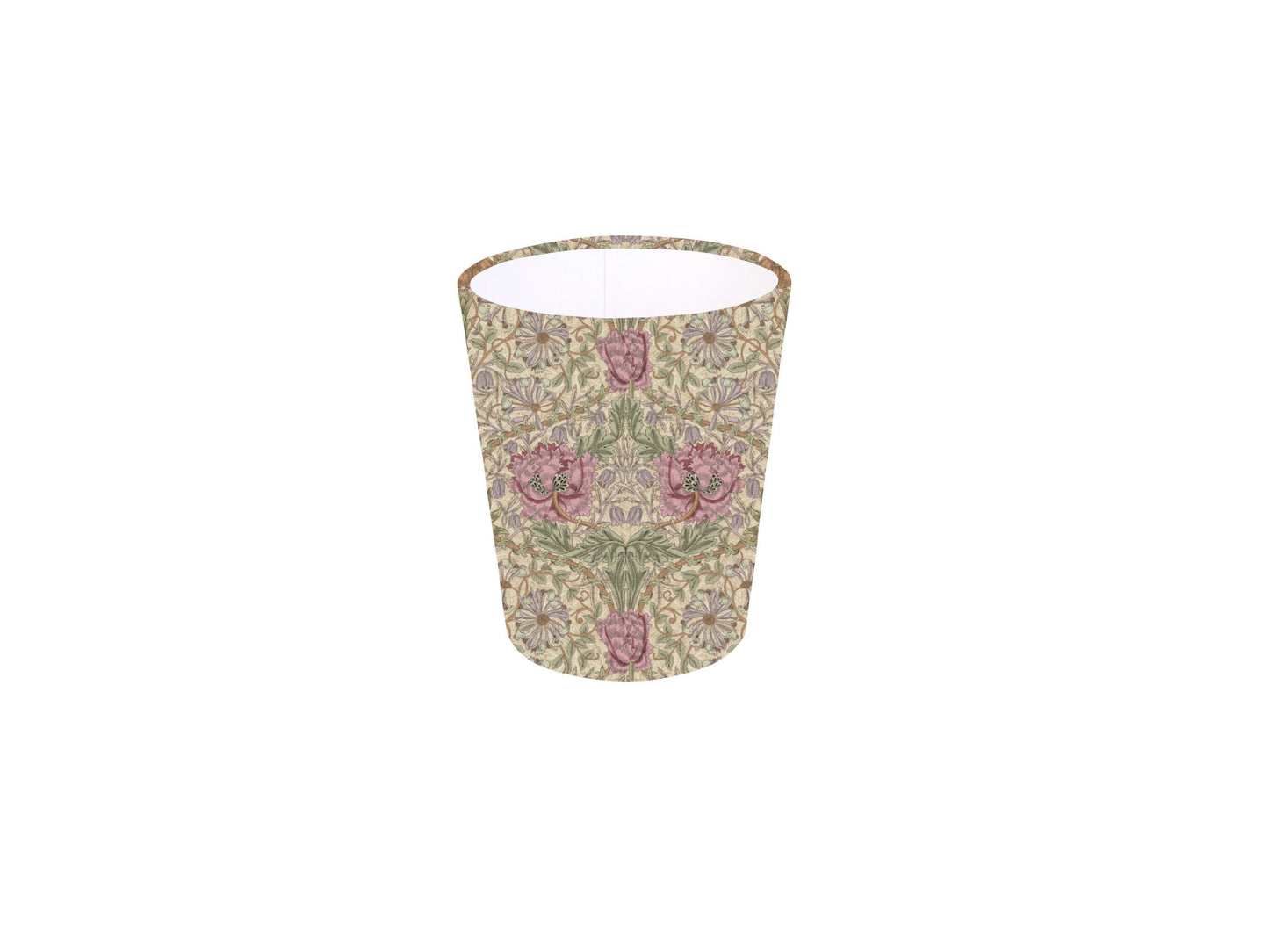 Handmade William Morris Honeysuckle Rose Waste Paper Bin, Made in UK, Floral Theme, Yellow and Red Flowers, Home Decor Gift