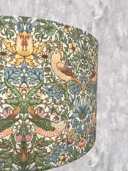 William Morris Strawberry Thief Sky Cylinder Drum Lampshade