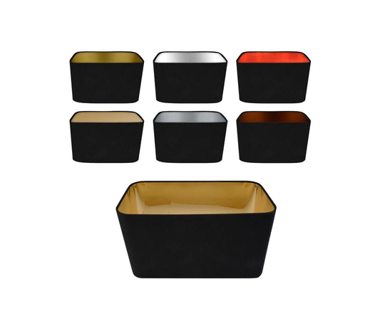 Black with Metallic Mirrored/ Brushed/ 3M Interior Curved Rectangle Lampshades/Pendant