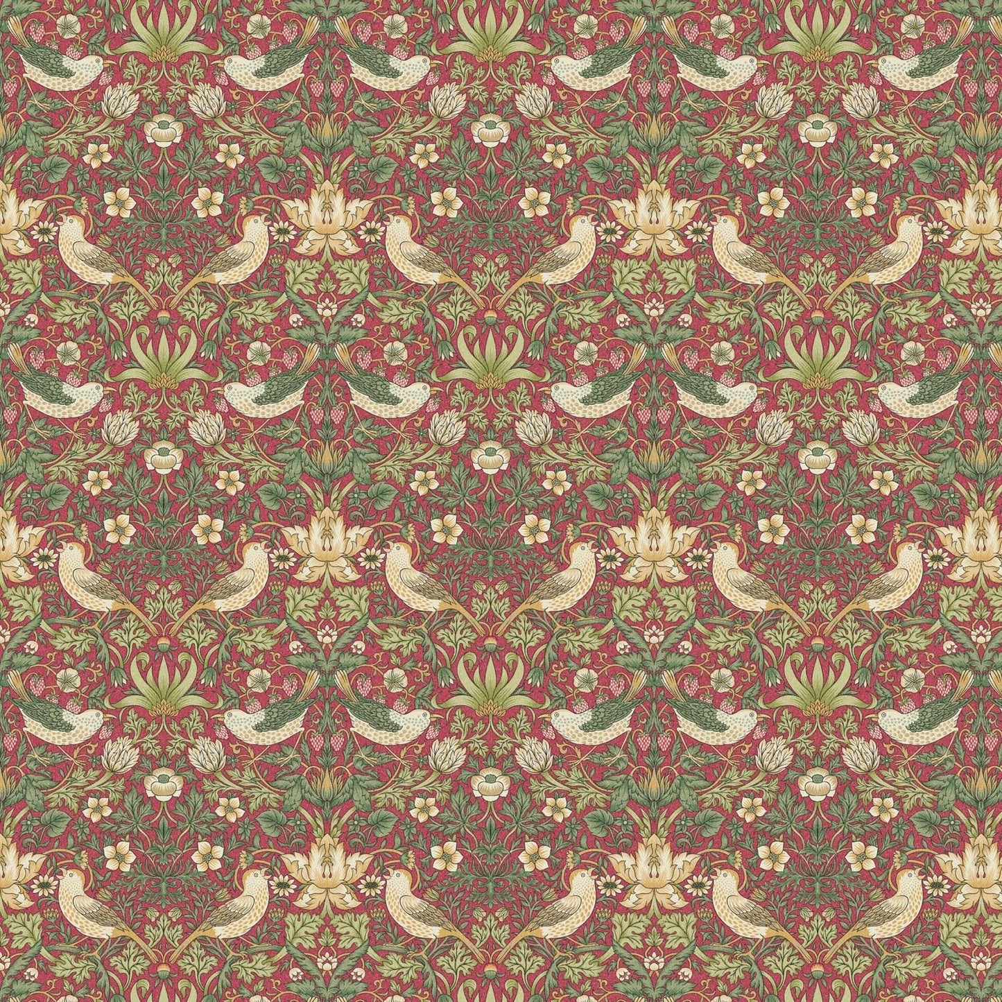 Handmade William Morris Strawberry Thief Crimson Waste Paper Bin, Made in UK, Floral Theme, Yellow and Red Flowers, Home Decor Gift