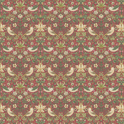 Handmade William Morris Strawberry Thief Crimson Waste Paper Bin, Made in UK, Floral Theme, Yellow and Red Flowers, Home Decor Gift