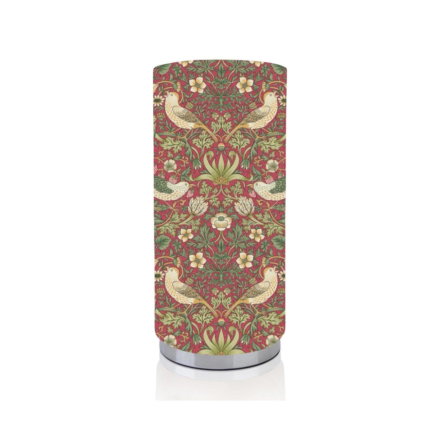 Handmade William Morris Strawberry Thief Crimson Chrome base Pad Lamp/Nightlite