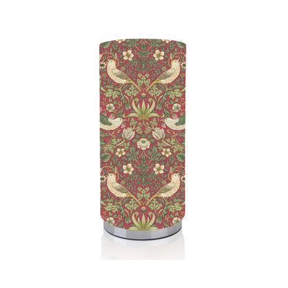 Handmade William Morris Strawberry Thief Crimson Chrome base Pad Lamp/Nightlite