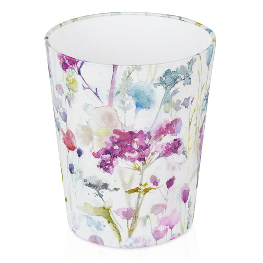 Handmade VOYAGE ILINIZAS SUMMER Waste Paper Bin, Colourful Home Decor Gift, Office/Bedroom/Living Room Bin, Purple, Blue, Green, Floral, Uk