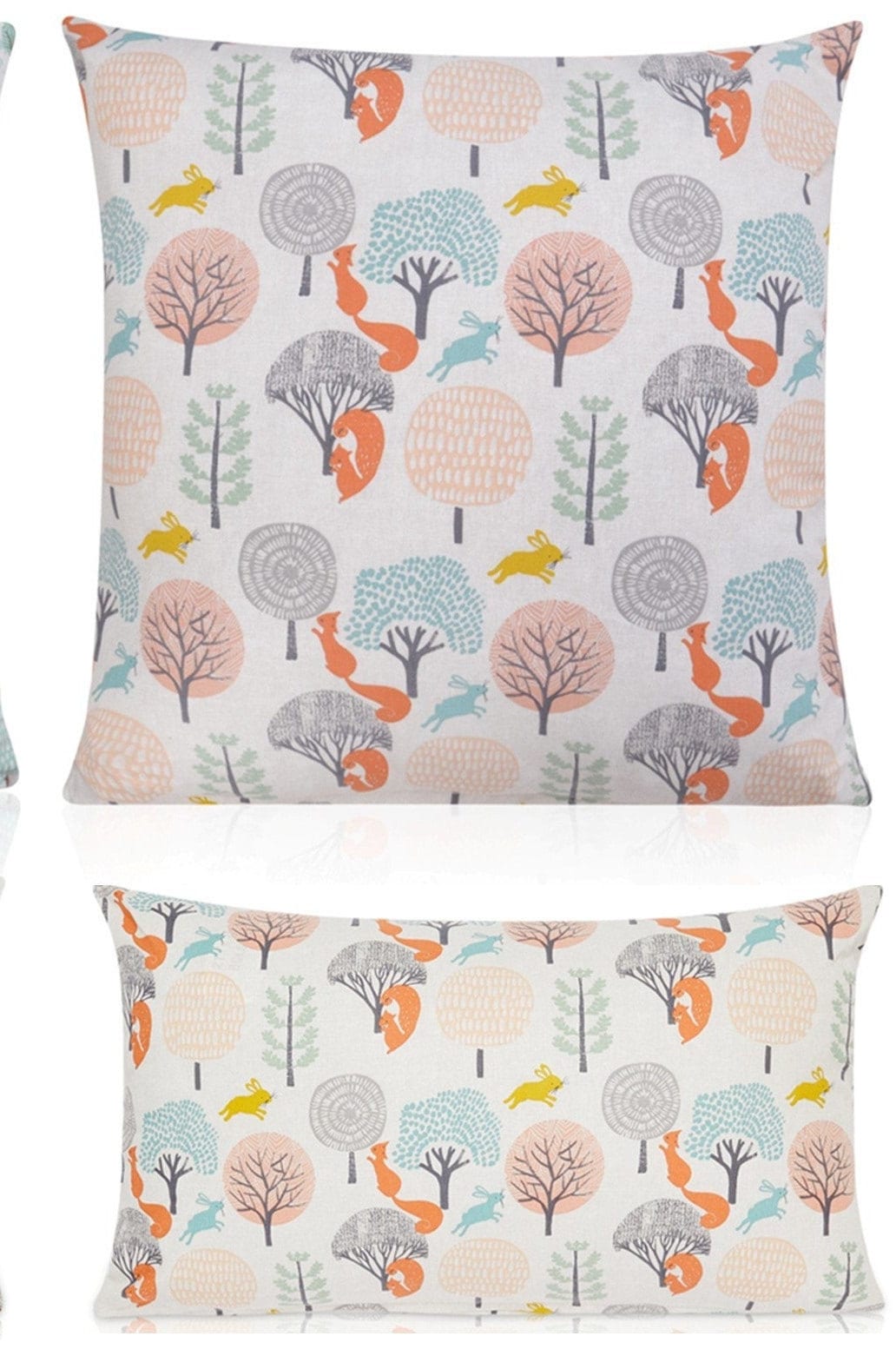 Childrens Forest Scene Hares / Squirrels  Orange/Yellow Cushions with Fillers Various Sizes