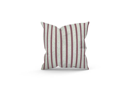 Handmade Kashmira Ruby Red Cushion with Fillers Various Sizes 28cm, 36cm, 43cm, 60cm, Modern Home Decor, Made in Uk, Striped