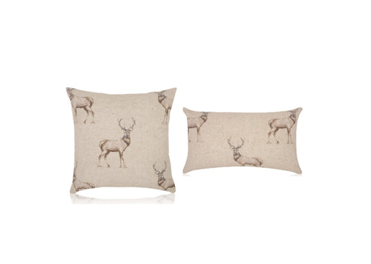 Fryetts Glencoe Stag Cushions with Fillers Various Sizes, 36cm,40cm,43cm,40cm, 60cm Animal Nature Woodland Theme Home Decor Gift, Made in UK