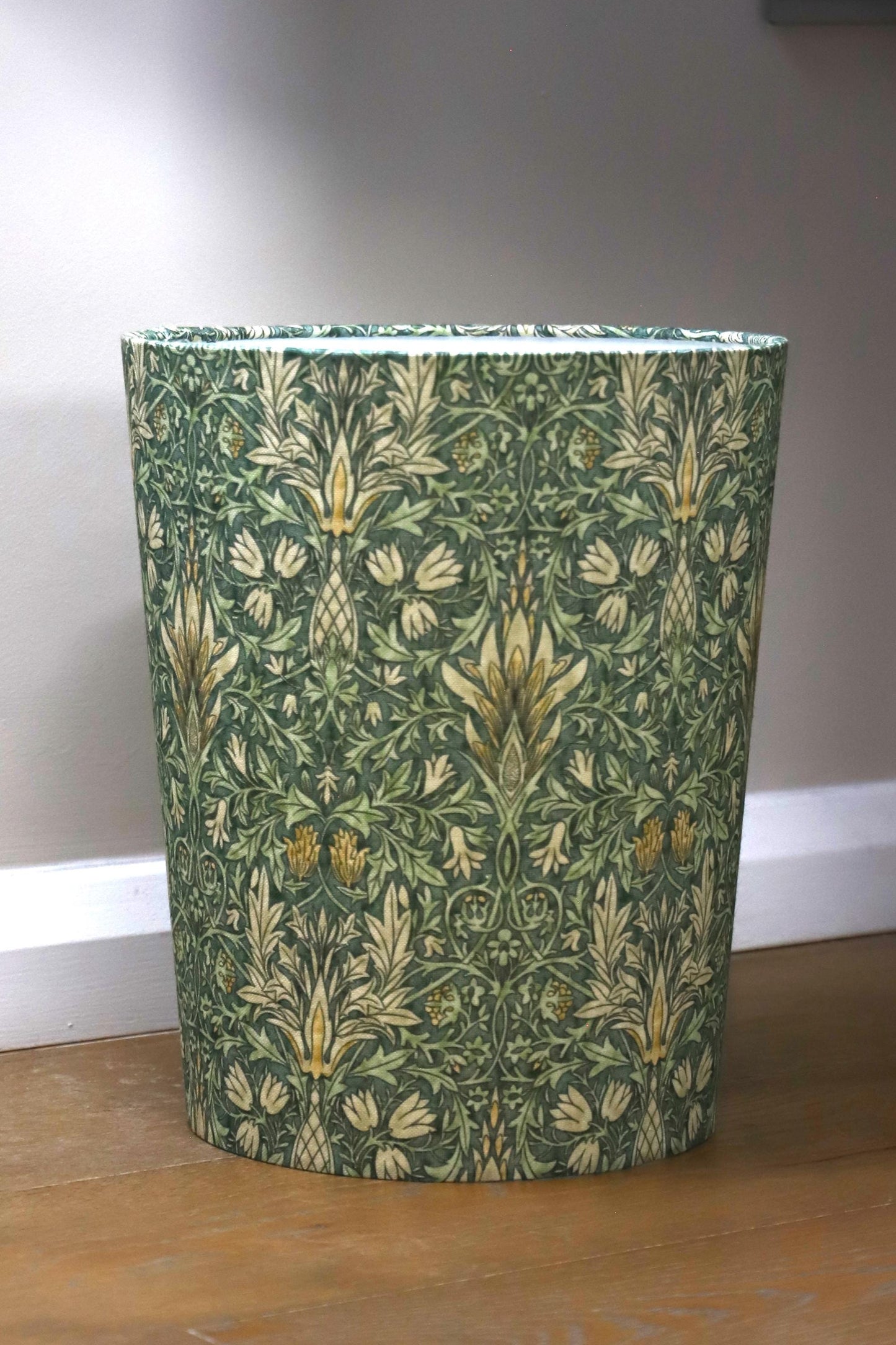Handmade William Morris Snakeshead Forest with 3M Gold Interior Waste Paper Bin