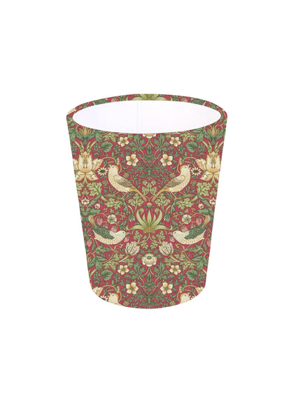 Handmade William Morris Strawberry Thief Crimson Waste Paper Bin, Made in UK, Floral Theme, Yellow and Red Flowers, Home Decor Gift